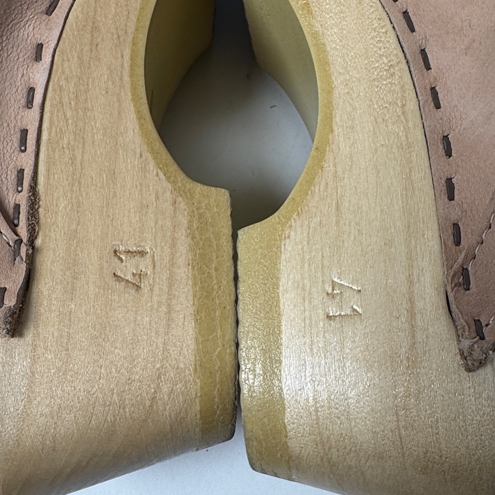 No. 6 Old School Clogs Neutral Tan Suede Mid Heel Wooden Minimal NYC Designer 41 - Picture 6 of 14
